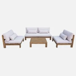 Salon De Jardin Bois Premium 5 Places Couleur : Bois / Beige 13 Salon De Jardin Bois Premium 5 Places Couleur : Bois / Beige -Mobilier de maison AC4XXLBG 02