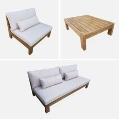 Salon De Jardin Bois Premium 5 Places Couleur : Bois / Beige 16 Salon De Jardin Bois Premium 5 Places Couleur : Bois / Beige -Mobilier de maison AC4XXLBG 05