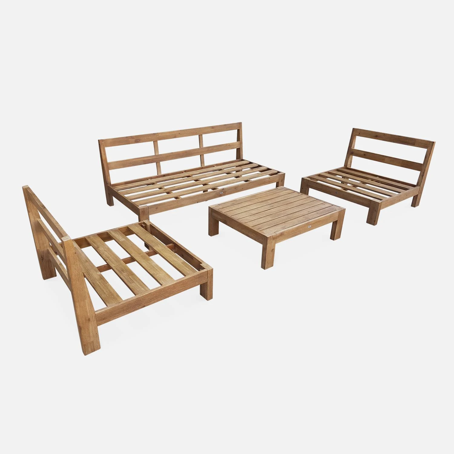Salon De Jardin Bois Premium 5 Places Couleur : Bois / Beige 9 Salon De Jardin Bois Premium 5 Places Couleur : Bois / Beige – Image 9