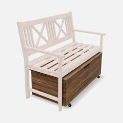 Coffre De Jardin Bois 110L Avec Vérins Et Roulettes -Mobilier de maison ACBOX107NAT 04