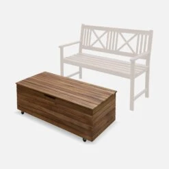 Coffre De Jardin Bois 110L Avec Vérins Et Roulettes -Mobilier de maison ACBOX107NAT 05