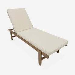 Bain De Soleil Bois Multi Positions Avec Roulettes (lot De 2) Couleur : Beige -Mobilier de maison ACLOUNGEX2BG 02