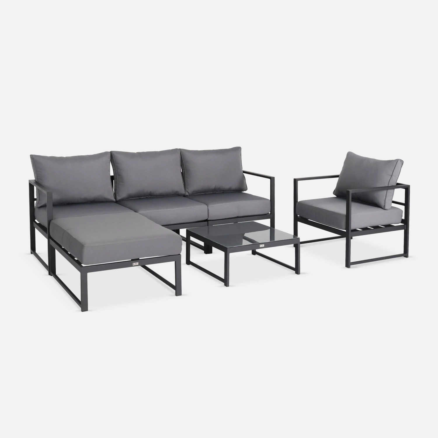 Salon De Jardin Modulable Aluminium 5 Places Couleur : Anthracite / Gris 2 Salon De Jardin Modulable Aluminium 5 Places Couleur : Anthracite / Gris â Image 2