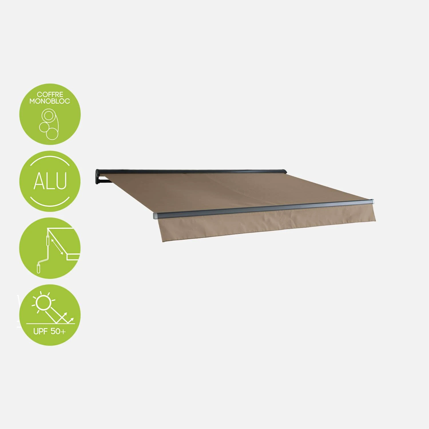 Store Banne Manuel 3x2m Couleur : Taupe 3 Store Banne Manuel 3x2m Couleur : Taupe – Image 3