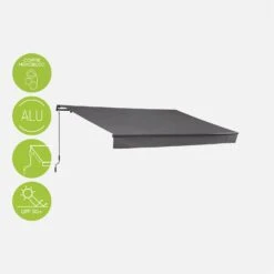 Store Banne Manuel 4x2,5m Couleur : Gris -Mobilier de maison AWM4X25KDGY 01bis