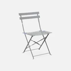 Table De Jardin Bistrot Pliable Métal, 2 Chaises Couleur : Gris Taupe -Mobilier de maison BS60C2BN 03