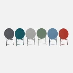 Table De Jardin Bistrot Pliable Métal, 2 Chaises Couleur : Gris Taupe -Mobilier de maison BS60C2BN 06