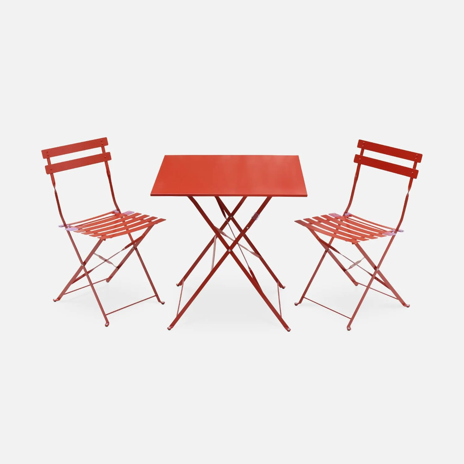 Table De Jardin Bistrot Pliable Métal, 2 Chaises Couleur : Terracotta 2 Table De Jardin Bistrot Pliable Métal, 2 Chaises Couleur : Terracotta – Image 2
