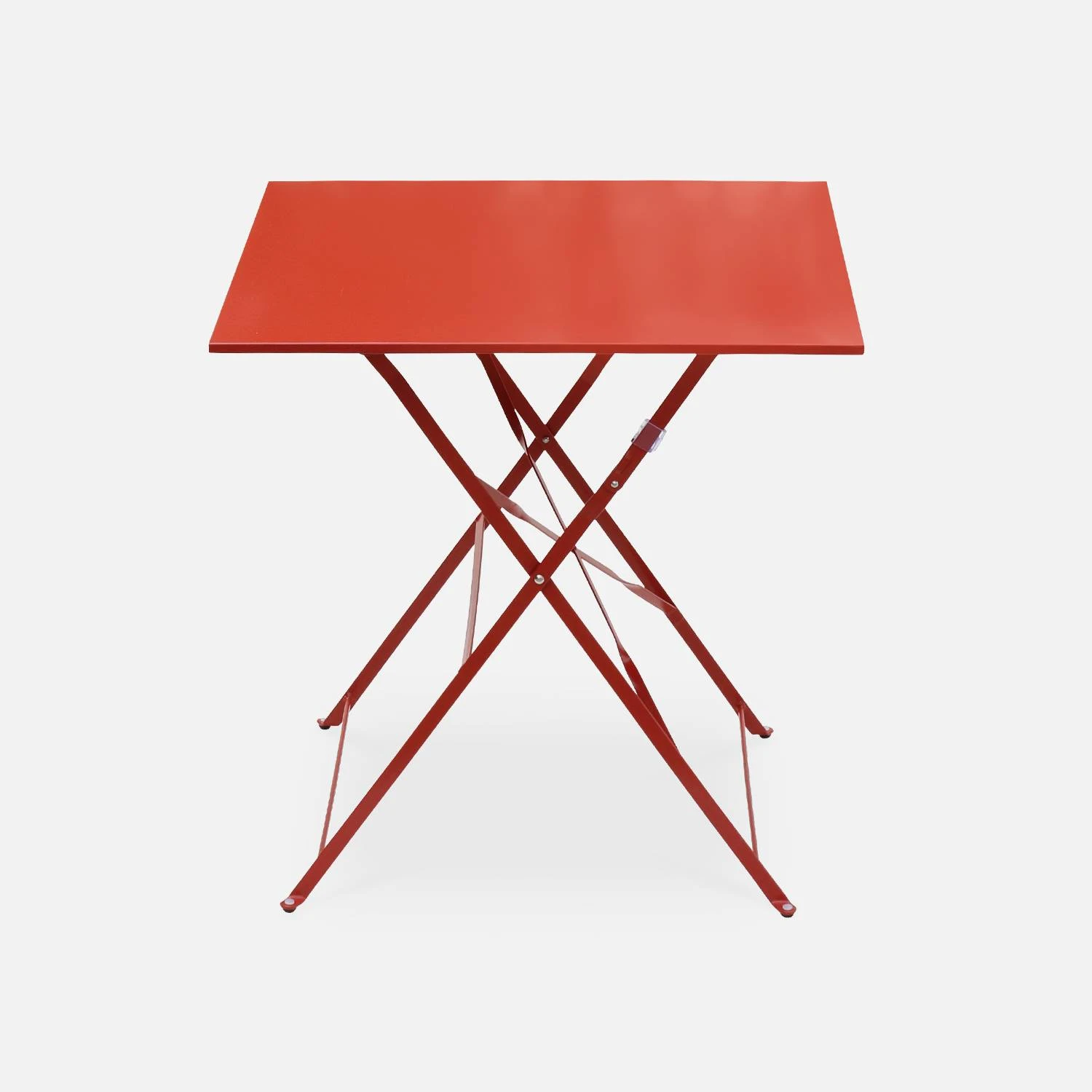 Table De Jardin Bistrot Pliable Métal, 2 Chaises Couleur : Terracotta 3 Table De Jardin Bistrot Pliable Métal, 2 Chaises Couleur : Terracotta – Image 3