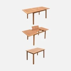 Table De Jardin Extensible Bois , 6 Chaises Couleur : Bois / Terra Cotta -Mobilier de maison EC180R6TC 03