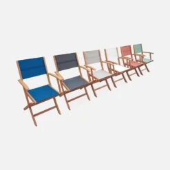 Table De Jardin Extensible Bois , 6 Chaises Couleur : Bois / Terra Cotta -Mobilier de maison EC180R6TC 06