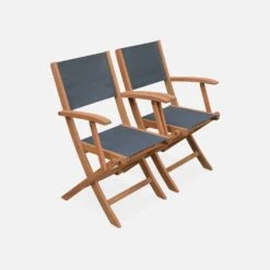 Table De Jardin Extensible Bois , 8 Chaises Couleur : Bois / Anthracite -Mobilier de maison EC240R8AT 04