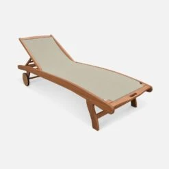 Bain De Soleil Bois Multi Positions Avec Roulettes (lot De 2) Couleur : Naturel / Gris Taupe -Mobilier de maison ECLOUNGETXGYX2 04