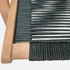 Chaise De Jardin En Bois Et Corde Avec Repose Pieds Couleur : Noir 9 Chaise De Jardin En Bois Et Corde Avec Repose Pieds Couleur : Noir -Mobilier de maison ECRLXROPEBK 05