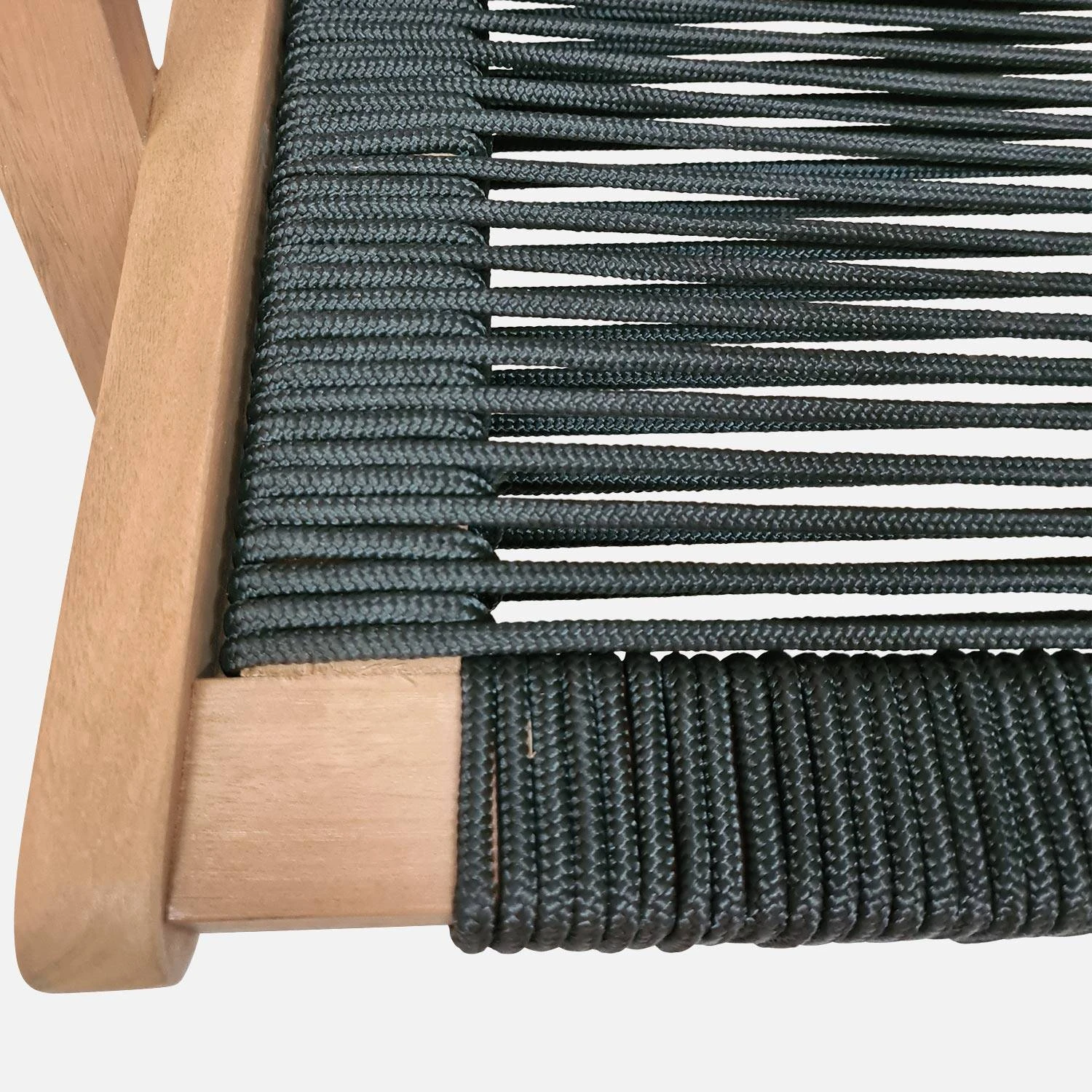 Chaise De Jardin En Bois Et Corde Avec Repose Pieds Couleur : Noir 5 Chaise De Jardin En Bois Et Corde Avec Repose Pieds Couleur : Noir – Image 5