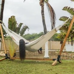 Toile De Hamac Polycoton 220 X 140 Cm Couleur : Ecru -Mobilier de maison HAMCOL220NAT 04