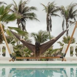 Toile De Hamac Polycoton 240 X 160 Cm Couleur : Marron -Mobilier de maison HAMCOL240BN 04