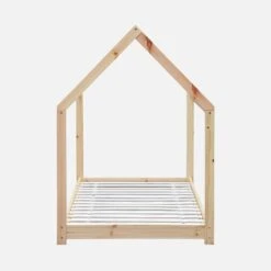 Lit Cabane Enfant 90 X 190 Cm En Pin Naturel, Sommier Inclus Couleur : Naturel -Mobilier de maison IBEDHOUSENAT 02