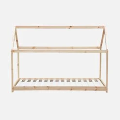 Lit Cabane Enfant 90 X 190 Cm En Pin Naturel, Sommier Inclus Couleur : Naturel -Mobilier de maison IBEDHOUSENAT 03