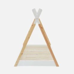 Lit Tipi Enfant 90 X 190 Cm En Pin Naturel, Sommier Inclus Couleur : Blanc -Mobilier de maison IBEDTIPIWH 02