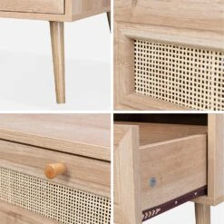 Table Basse Scandinave En Cannage, 1 Tiroir Couleur : Naturel 11 Table Basse Scandinave En Cannage, 1 Tiroir Couleur : Naturel -Mobilier de maison IBOCOFTABLE 05