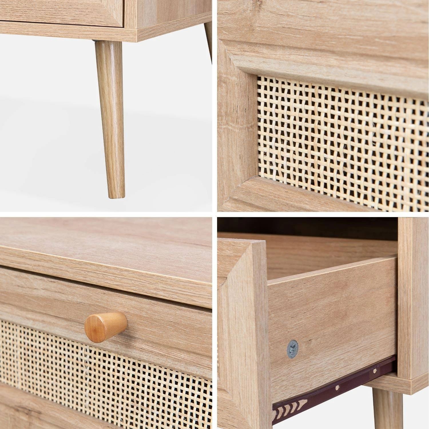 Table Basse Scandinave En Cannage, 1 Tiroir Couleur : Naturel 6 Table Basse Scandinave En Cannage, 1 Tiroir Couleur : Naturel – Image 6