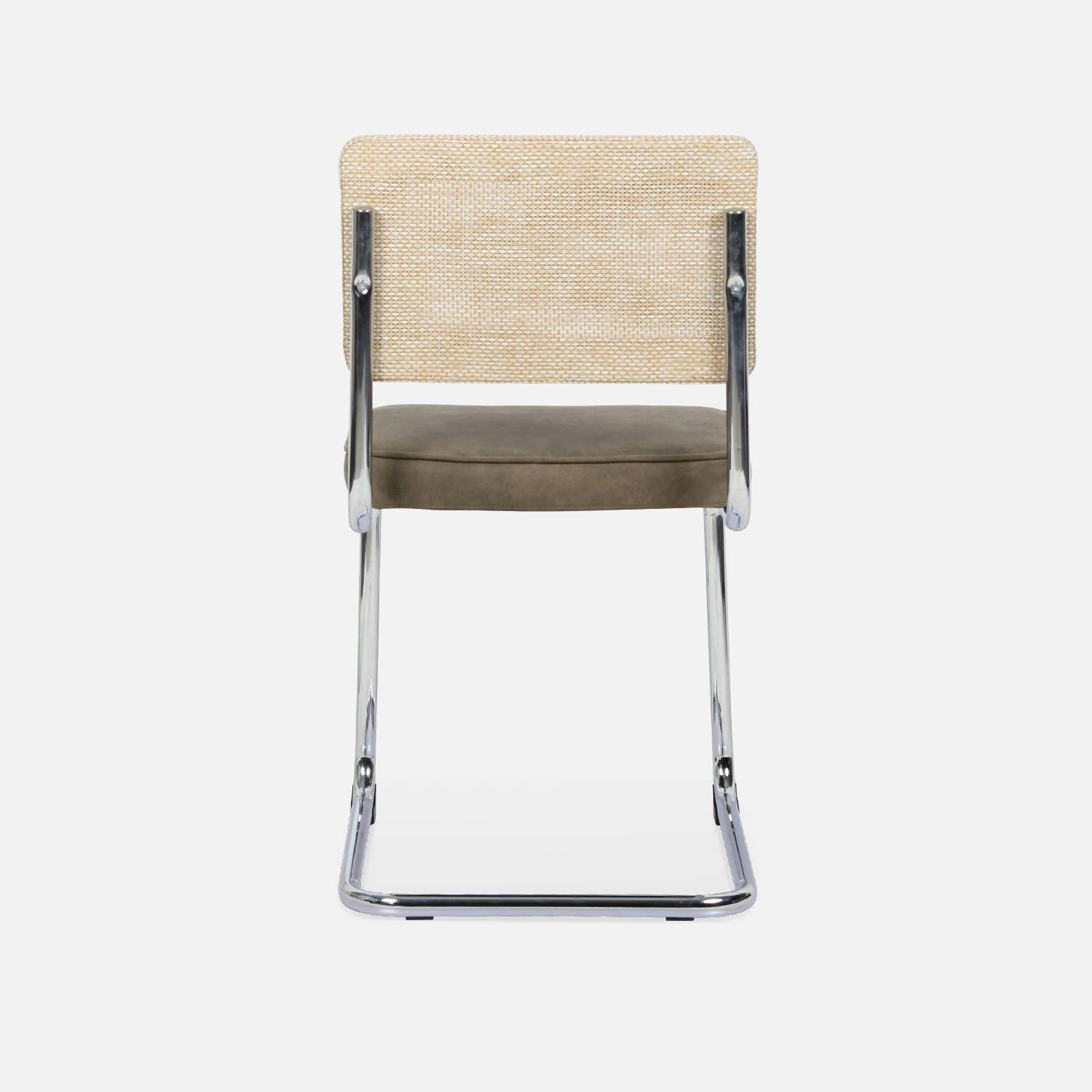 Chaise Cantilever Tissu Et Effet Rotin (lot De 2) Couleur : Taupe 7 Chaise Cantilever Tissu Et Effet Rotin (lot De 2) Couleur : Taupe – Image 7