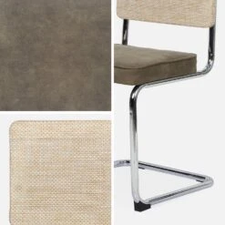 Chaise Cantilever Tissu Et Effet Rotin (lot De 2) Couleur : Taupe 16 Chaise Cantilever Tissu Et Effet Rotin (lot De 2) Couleur : Taupe -Mobilier de maison ICHRMJTPX2 05