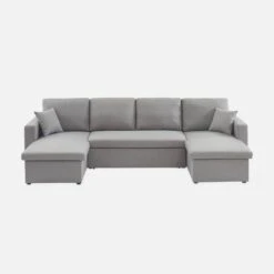 Canapé Panoramique Convertible 4 Places Tissu Couleur : Gris Clair 19 Canapé Panoramique Convertible 4 Places Tissu Couleur : Gris Clair -Mobilier de maison ICPURBSOFALG 02