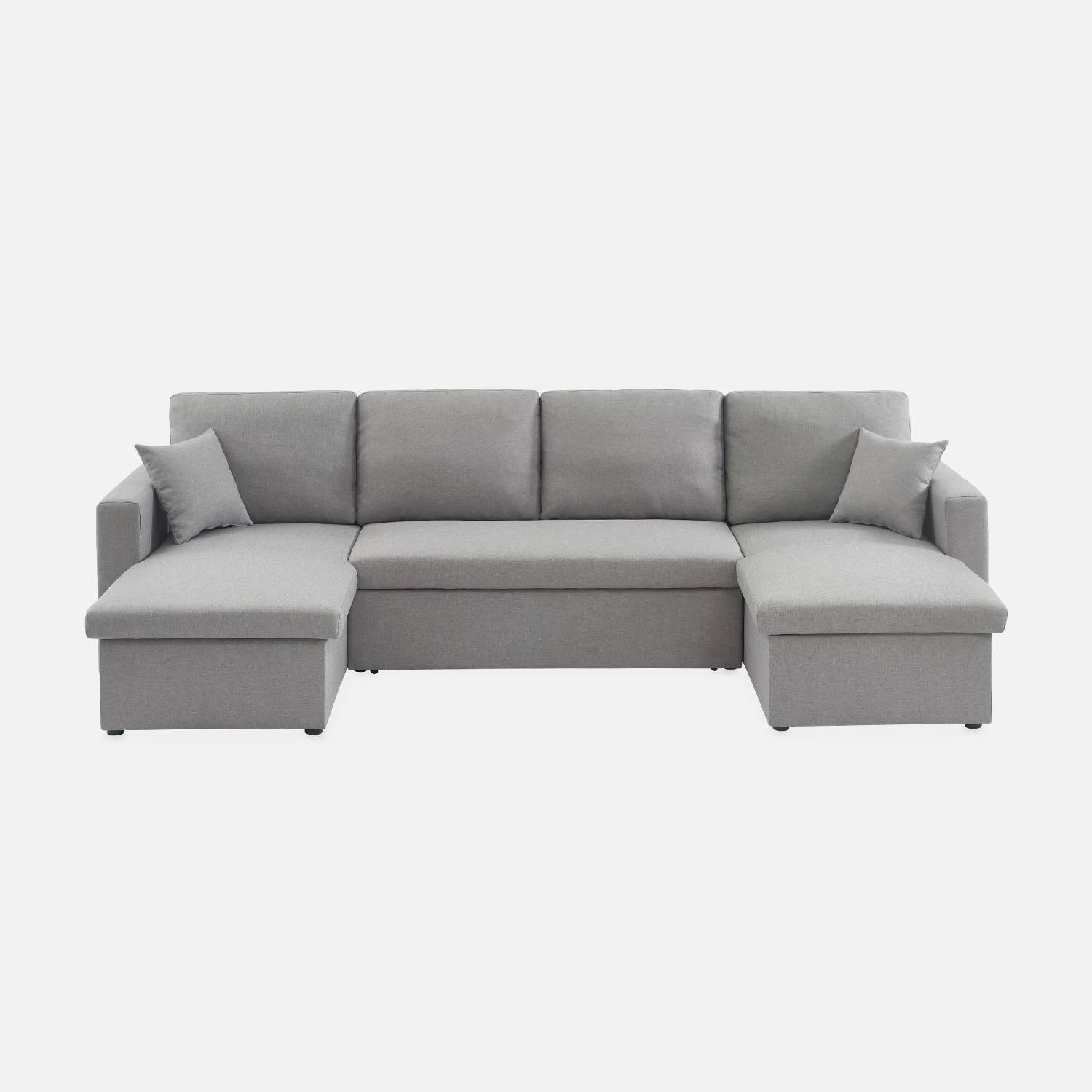 Canapé Panoramique Convertible 4 Places Tissu Couleur : Gris Clair 7 Canapé Panoramique Convertible 4 Places Tissu Couleur : Gris Clair – Image 7