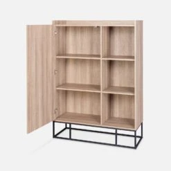 Vaisselier Métal Et Effet Bois 1 Porte -Mobilier de maison IDCAB100NAT 03