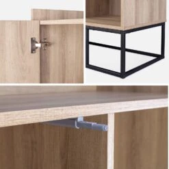 Vaisselier Métal Et Effet Bois 1 Porte -Mobilier de maison IDCAB100NAT 04