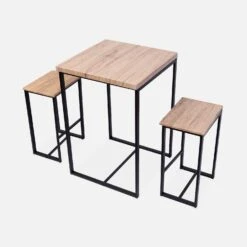 Set Table Haute Avec 2 Tabourets De Bar Couleur : Noir -Mobilier de maison IDS60R2 01