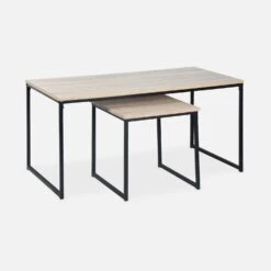 Table Basse Gigogne Encastrable Métal Et Effet Bois (lot De 2) -Mobilier de maison ILFCTLX2BN 01