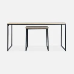 Table Basse Gigogne Encastrable Métal Et Effet Bois (lot De 2) -Mobilier de maison ILFCTLX2BN 02