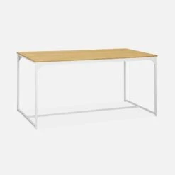 Table à Manger Métal Et Effet Bois 4 Places Couleur : Blanc 8 Table à Manger Métal Et Effet Bois 4 Places Couleur : Blanc -Mobilier de maison ILFDT150WH 01