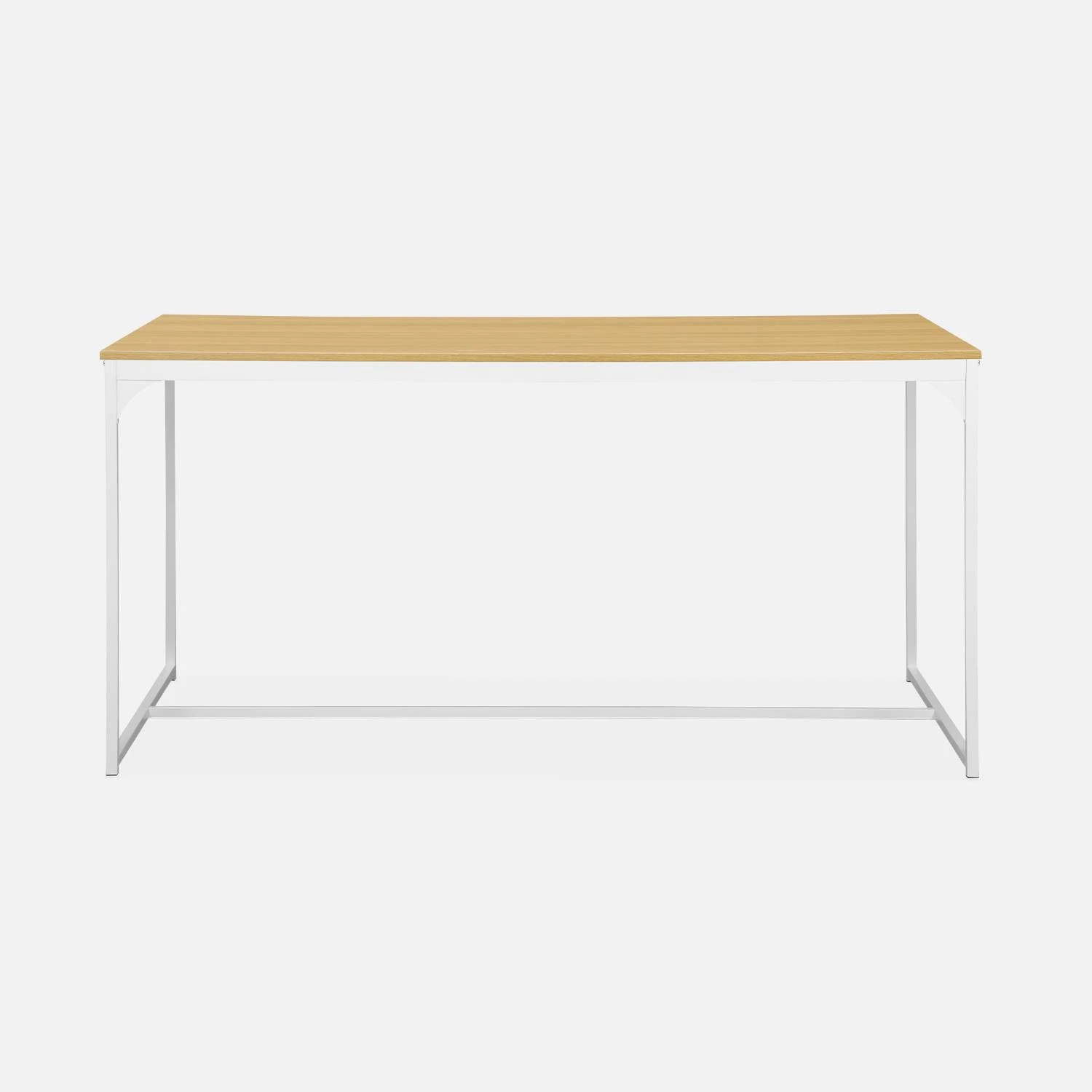 Table à Manger Métal Et Effet Bois 4 Places Couleur : Blanc 4 Table à Manger Métal Et Effet Bois 4 Places Couleur : Blanc – Image 4