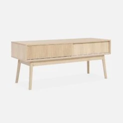 Meuble TV Scandinave Effet Bois 2 Portes 115 Cm Couleur : Bois -Mobilier de maison ILINTVSTAND 01