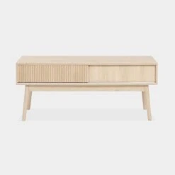 Meuble TV Scandinave Effet Bois 2 Portes 115 Cm Couleur : Bois -Mobilier de maison ILINTVSTAND 02