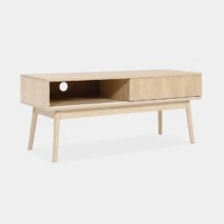 Meuble TV Scandinave Effet Bois 2 Portes 115 Cm Couleur : Bois -Mobilier de maison ILINTVSTAND 03