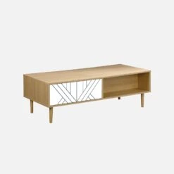 Table Basse Effet Bois Naturel Couleur : Blanc -Mobilier de maison IMKCOFTABLEWH 01