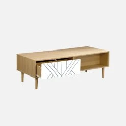 Table Basse Effet Bois Naturel Couleur : Blanc -Mobilier de maison IMKCOFTABLEWH 02