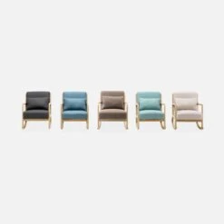 Rocking Chair Scandinave Bois Et Tissu Couleur : Gris Foncé -Mobilier de maison IRACSCADKGY 05
