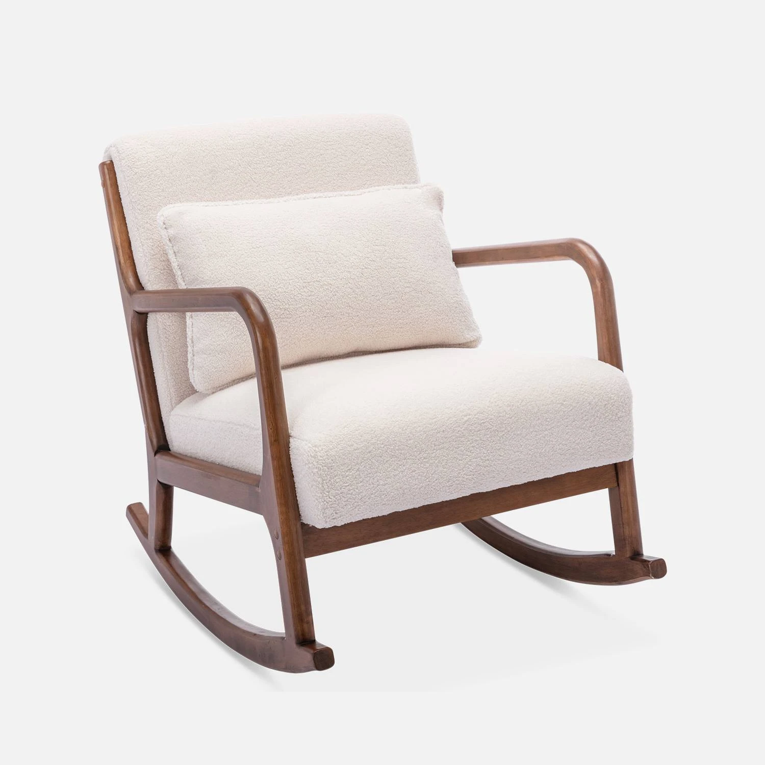 Rocking Chair Scandinave En Bois Et Tissu Bouclette 3 Rocking Chair Scandinave En Bois Et Tissu Bouclette – Image 3