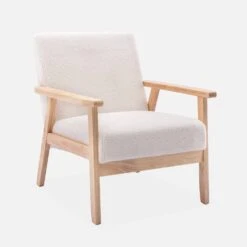 Fauteuil Scandinave Bouclettes Et Bois D'hévéa 10 Fauteuil Scandinave Bouclettes Et Bois D'hévéa -Mobilier de maison ISKACLS1BOUCL 01