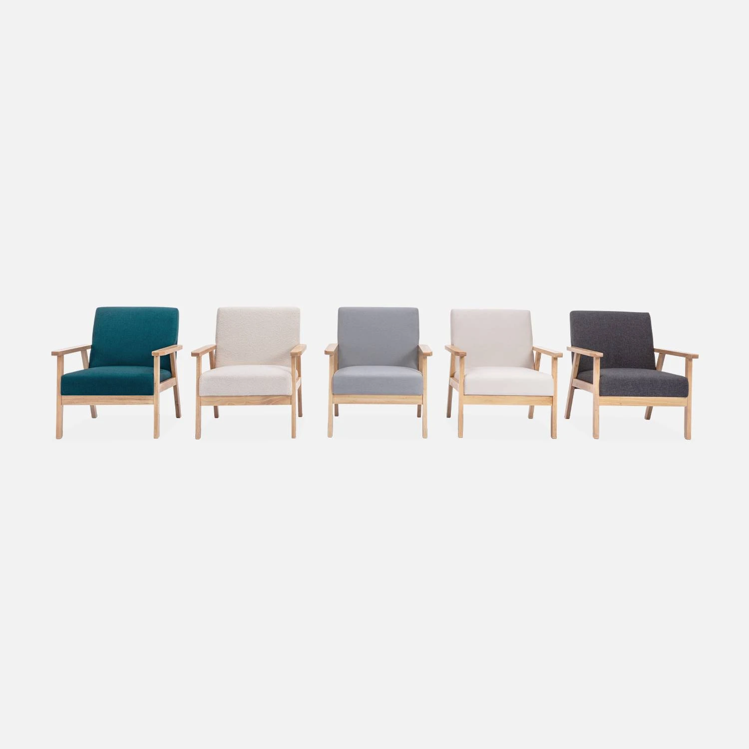 Fauteuil Scandinave Bouclettes Et Bois D'hévéa 8 Fauteuil Scandinave Bouclettes Et Bois D'hévéa – Image 8