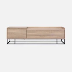 Meuble TV Métal Et Effet Bois 2 Espaces De Rangement 160 Cm -Mobilier de maison ISMGVS160NAT 03