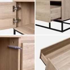 Meuble TV Métal Et Effet Bois 2 Espaces De Rangement 160 Cm -Mobilier de maison ISMGVS160NAT 04