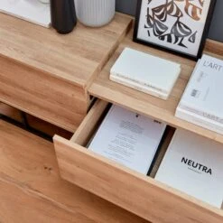 Meuble TV Métal Et Effet Bois 2 Espaces De Rangement 160 Cm -Mobilier de maison ISMGVS160NAT 07