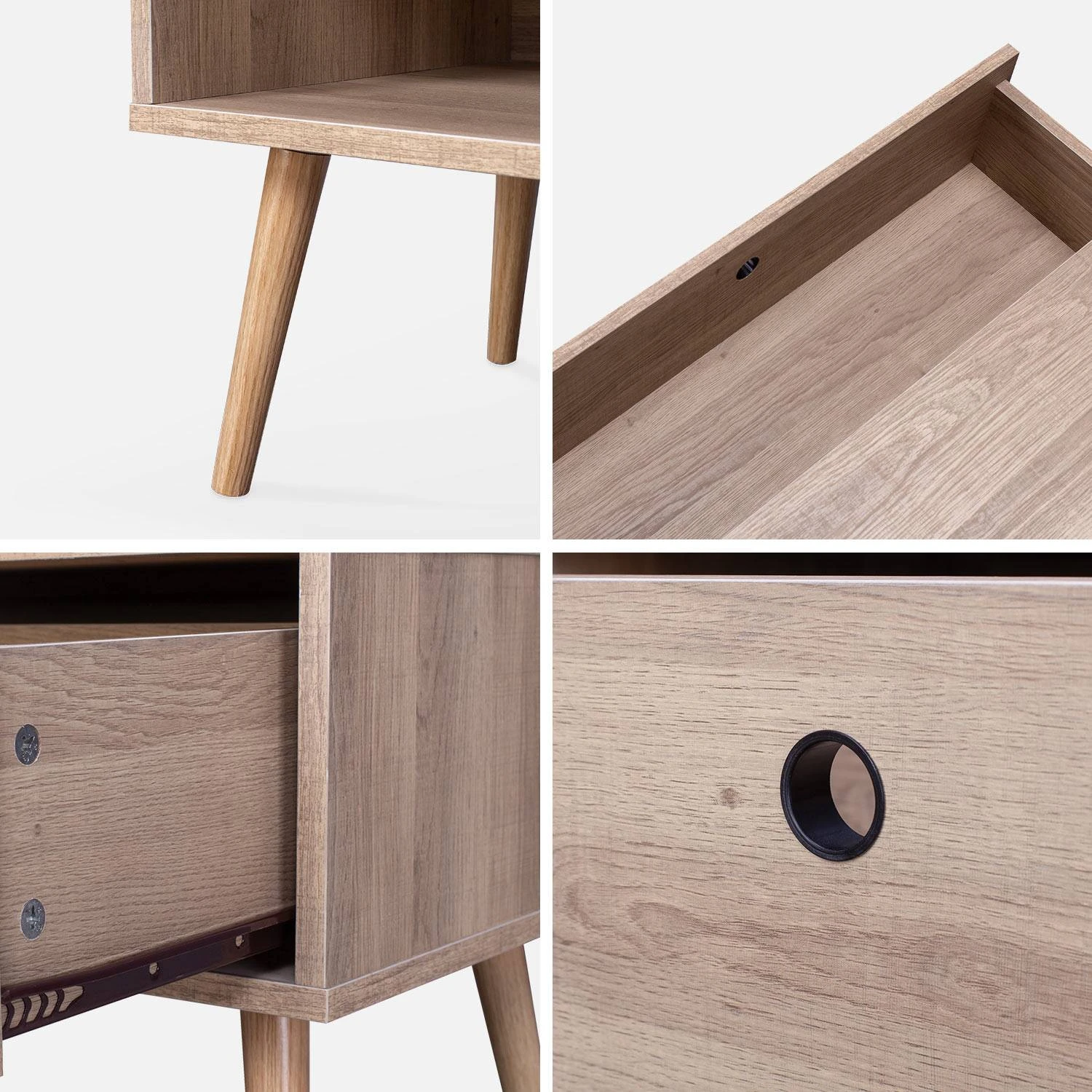 Meuble TV Scandinave Effet Bois 2 Espaces De Rangement 120 Cm 6 Meuble TV Scandinave Effet Bois 2 Espaces De Rangement 120 Cm â Image 6